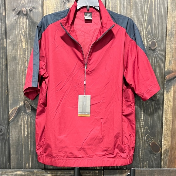NWT Nike Golf Pullover Boys XL Red Burgundy Black Short Sleeve Warm Up Clima-Fit - Picture 1 of 12